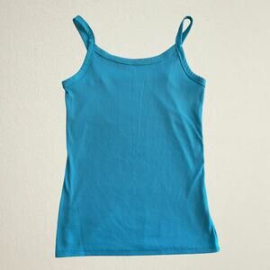 Blue ribbed camisole, preppy athletic sporty